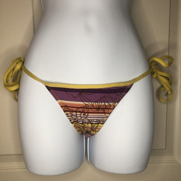 Rio de Sol Purple & Gold Floral Brazilian Bikini XS - Picture 3 of 11